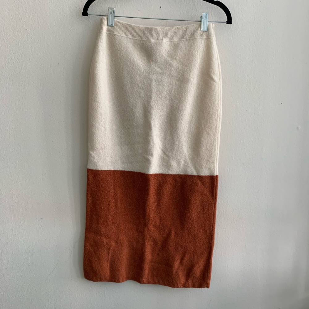 NWT Free People Rust and Cream Pencil Skirt XS - Picture 2 of 4